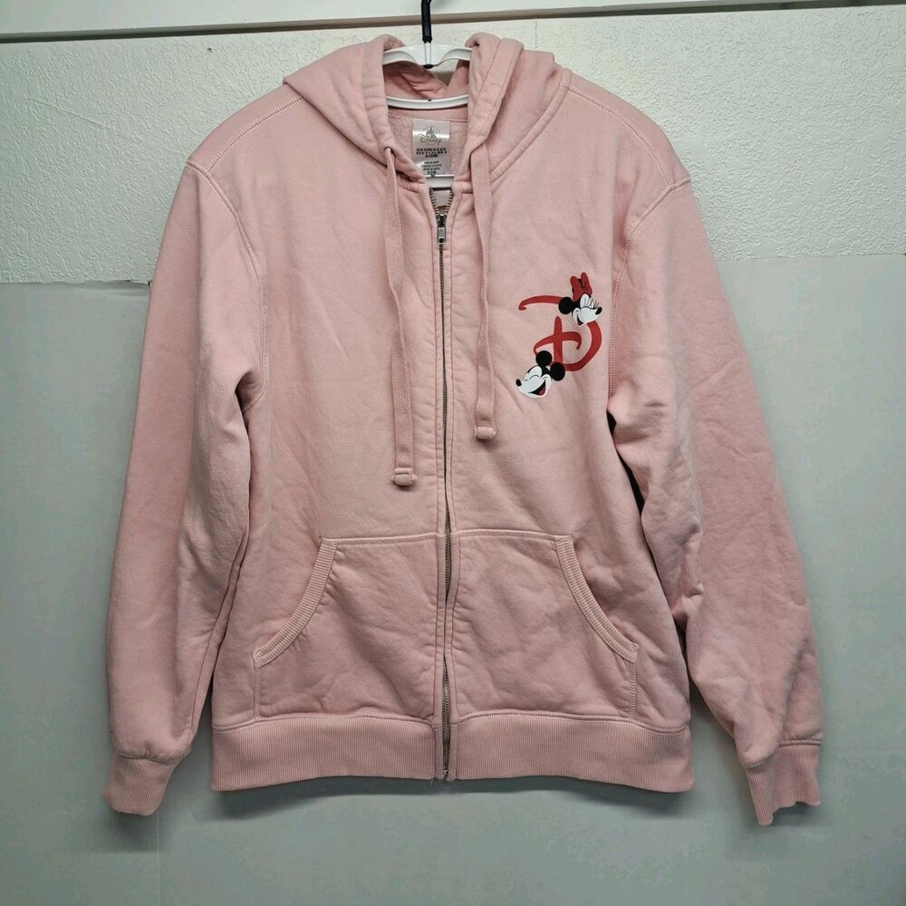 Disney Parks Valentine Mickey and Minnie Pink Zip Hoodie Size XS